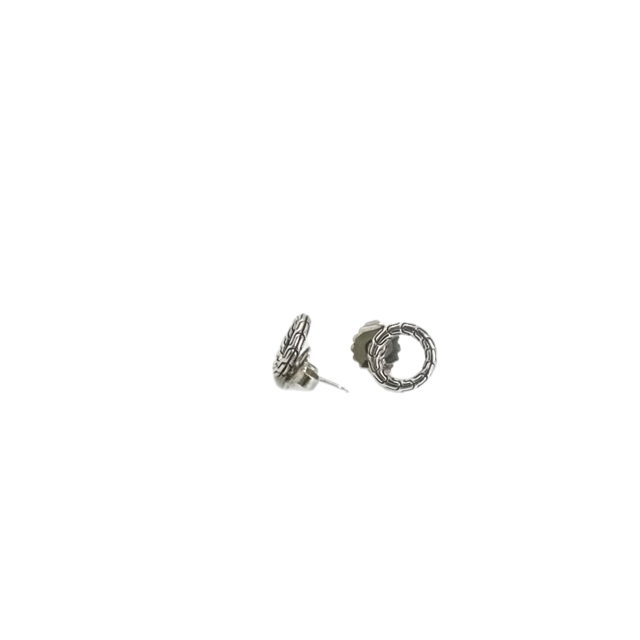 Carved Chain Stud Earrings, Sterling Silver