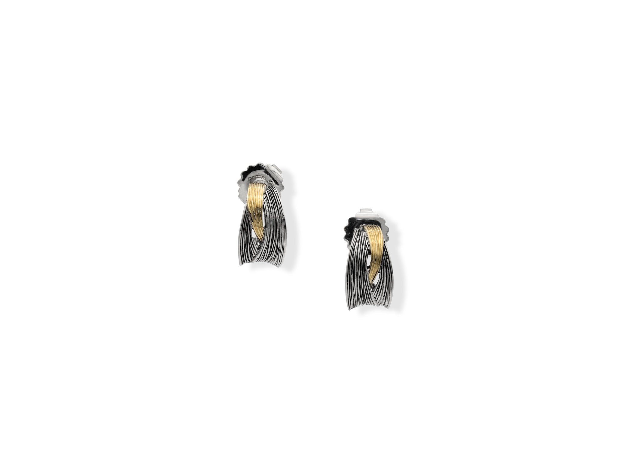 John Hardy Bamboo Heritage 18K Yellow Gold & Silver Half Hoop Earrings