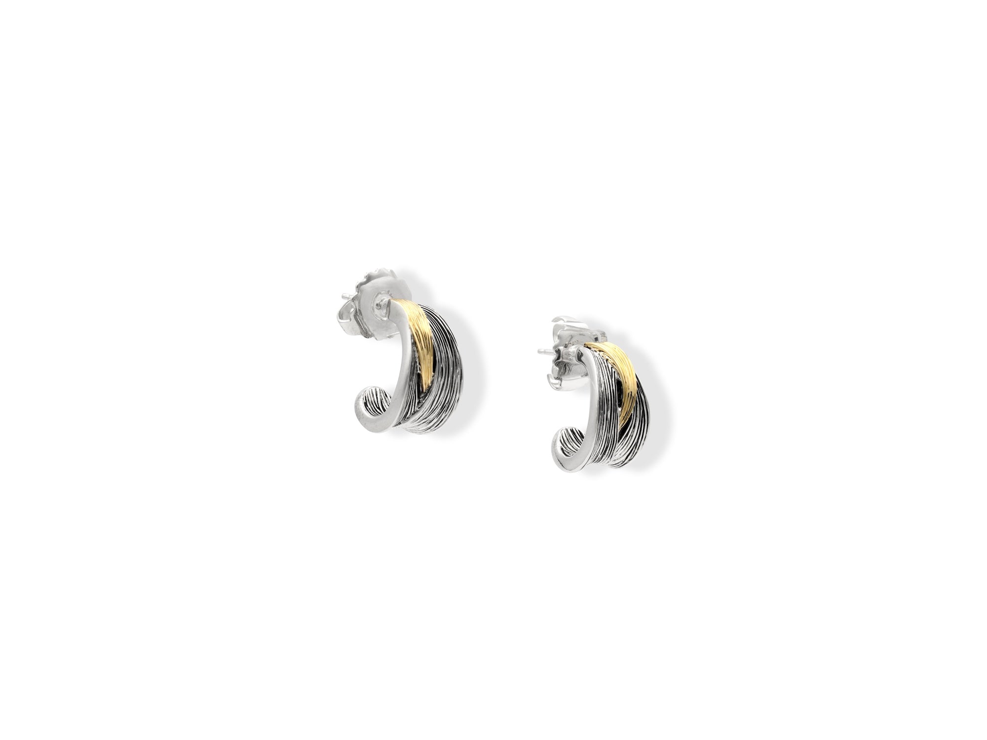 John Hardy Bamboo Heritage 18K Yellow Gold & Silver Half Hoop Earrings