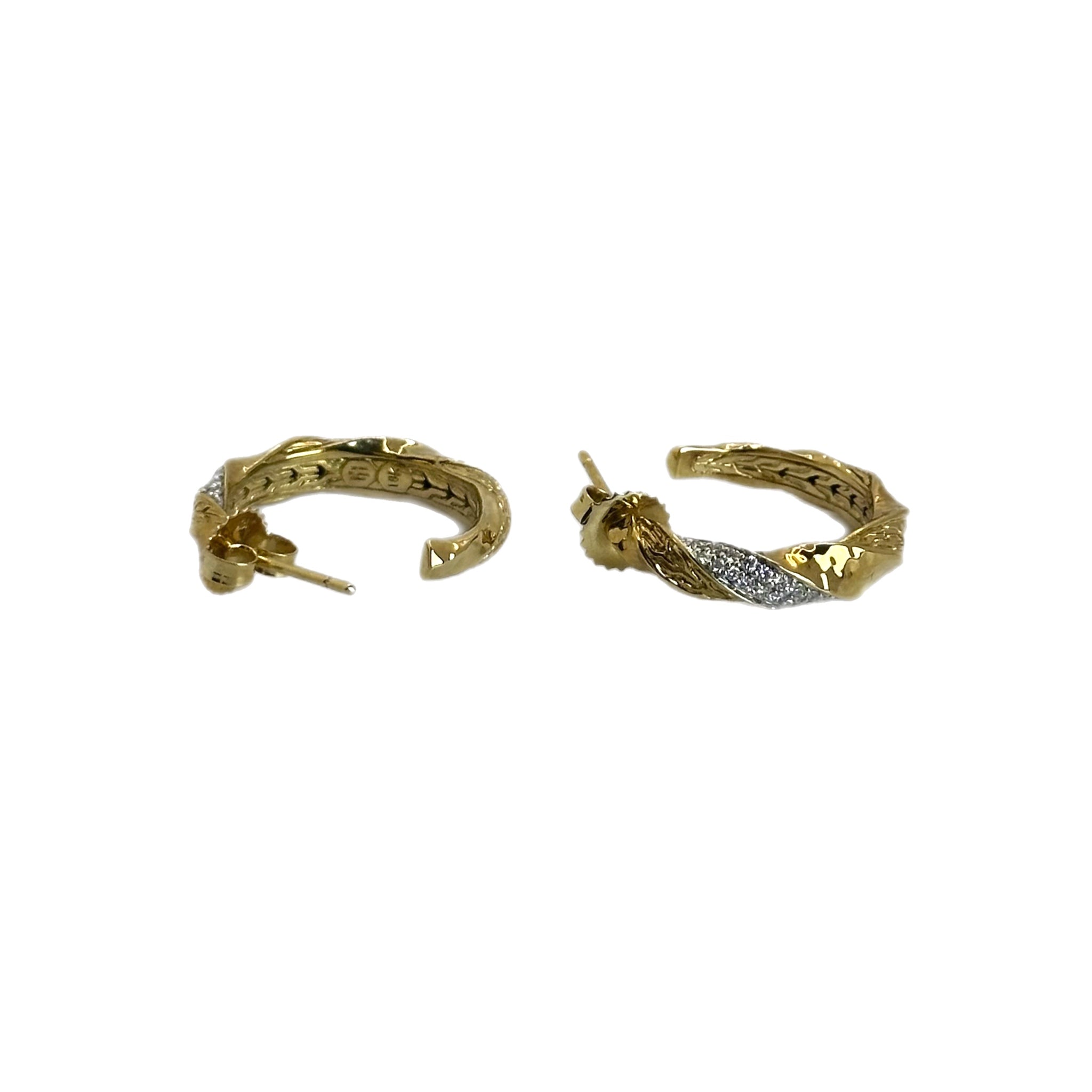 John Hardy Twisted Pavé Hoop Earrings Hoop