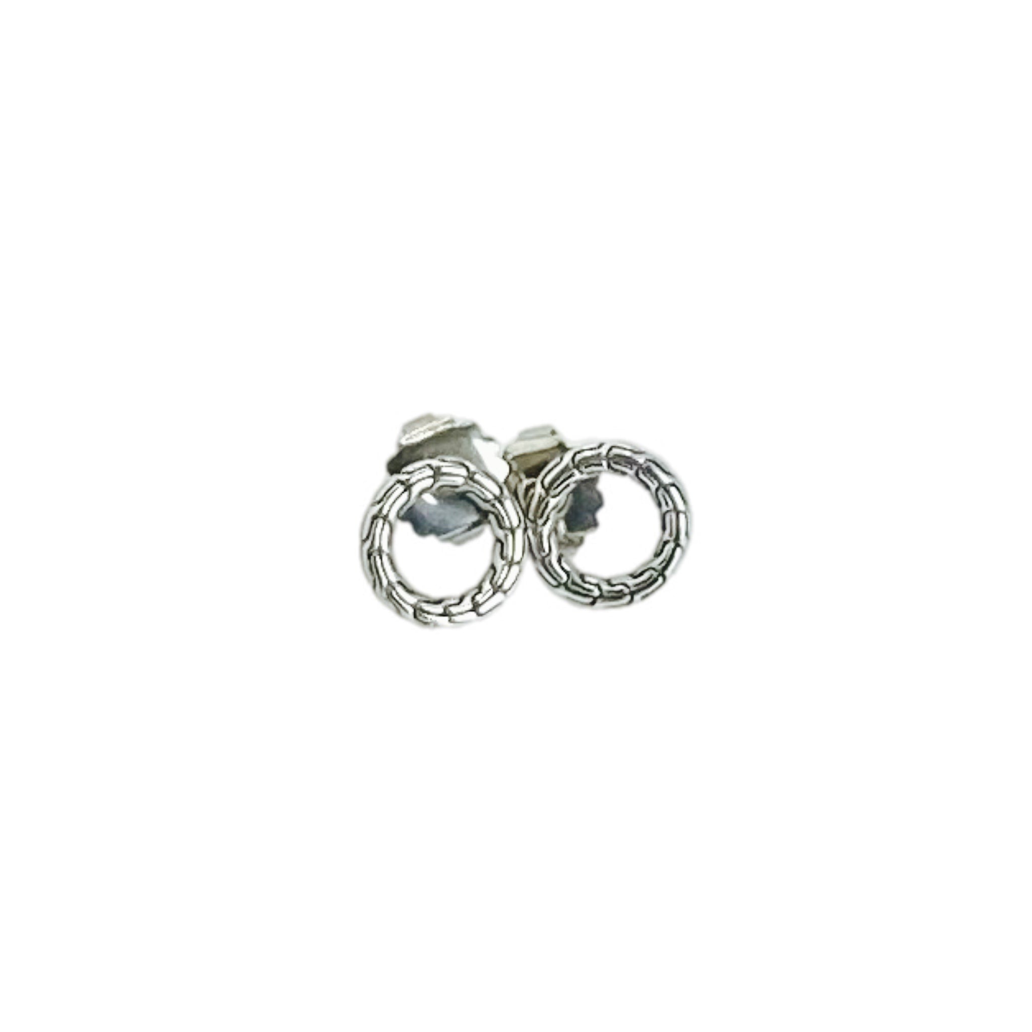 Carved Chain Stud Earrings, Sterling Silver