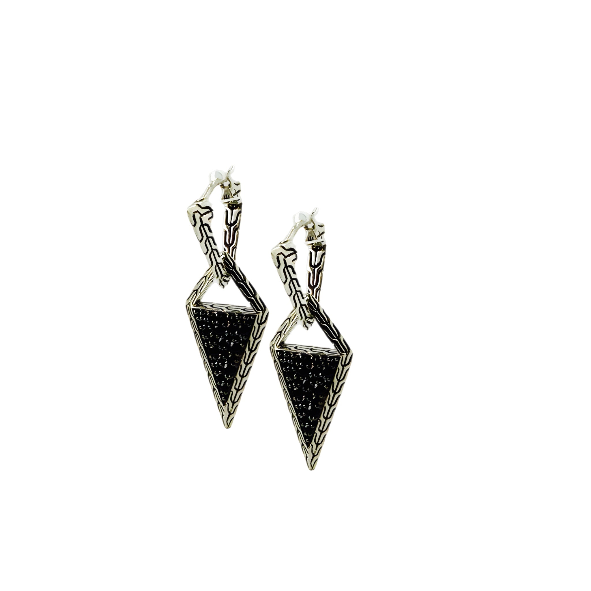 John Hardy Geometric Transformable Black Sapphire Drop Earrings