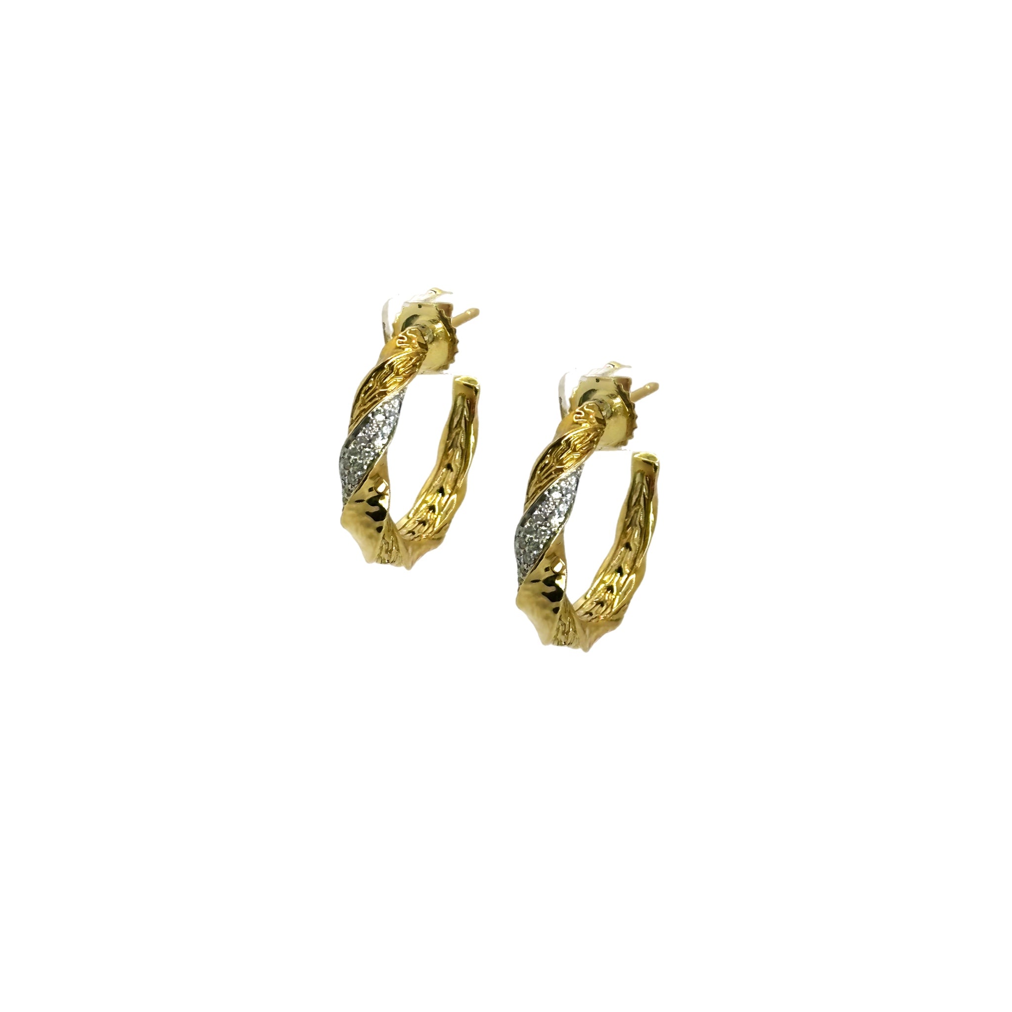 John Hardy Twisted Pavé Hoop Earrings Hoop