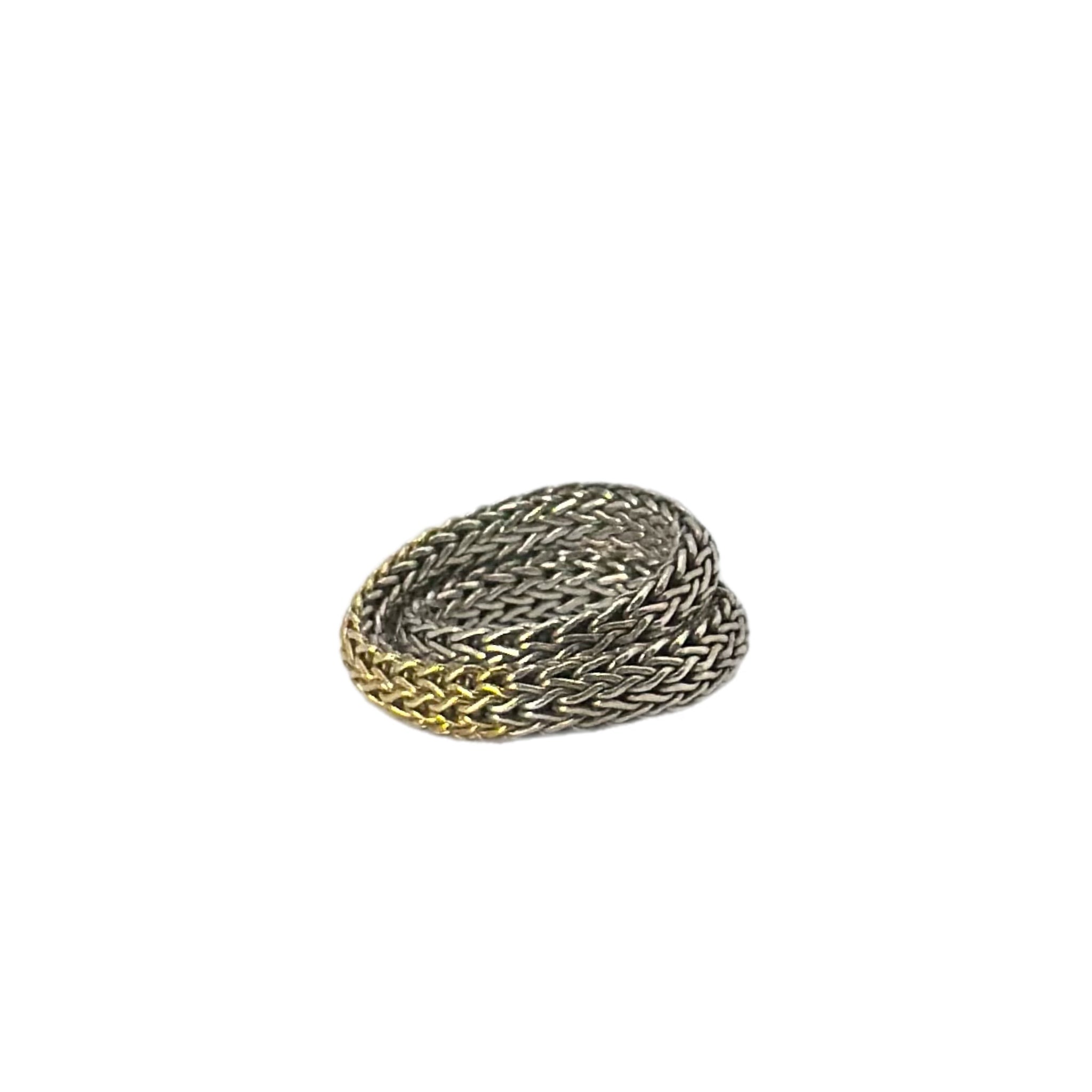 John Hardy Classic Chain Overlap Ring in silver and 18K