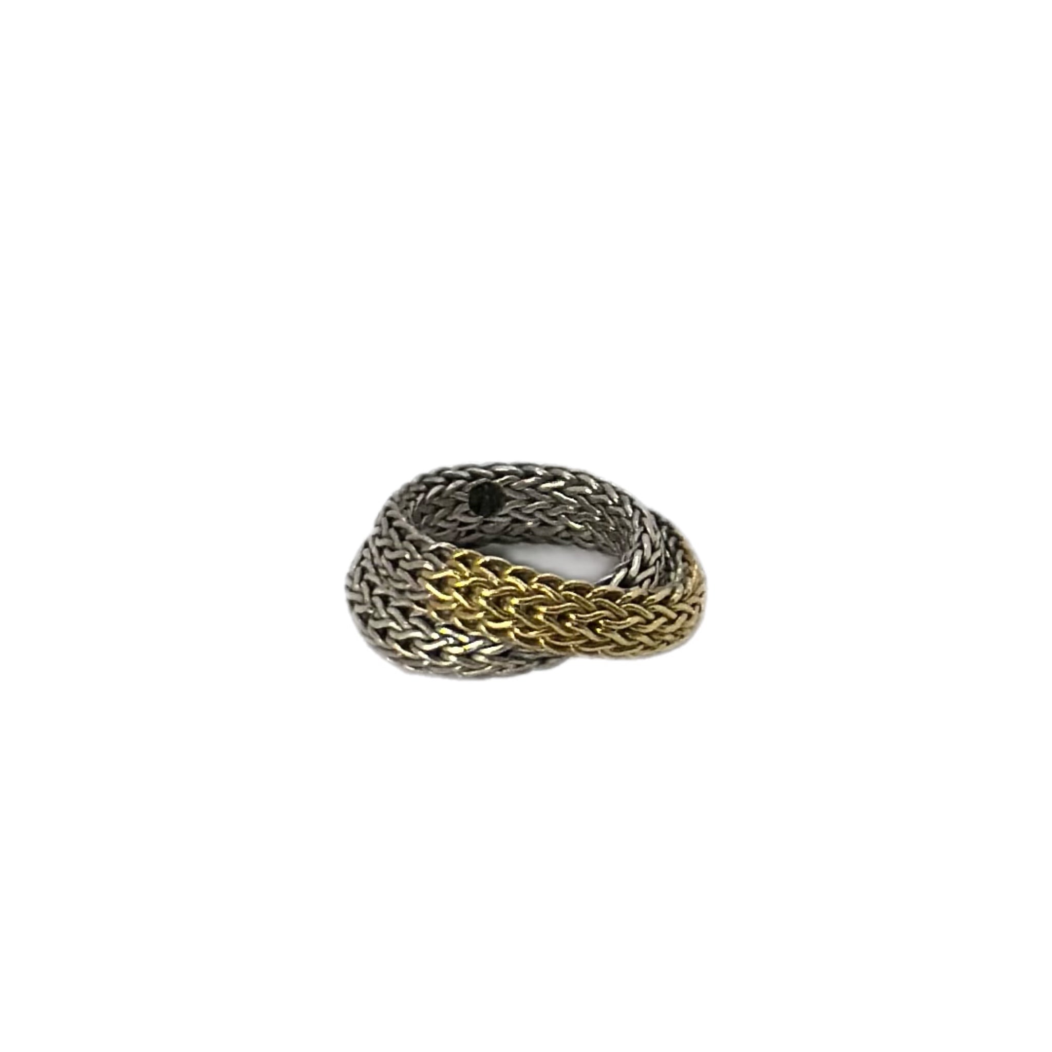 John Hardy Classic Chain Overlap Ring in silver and 18K